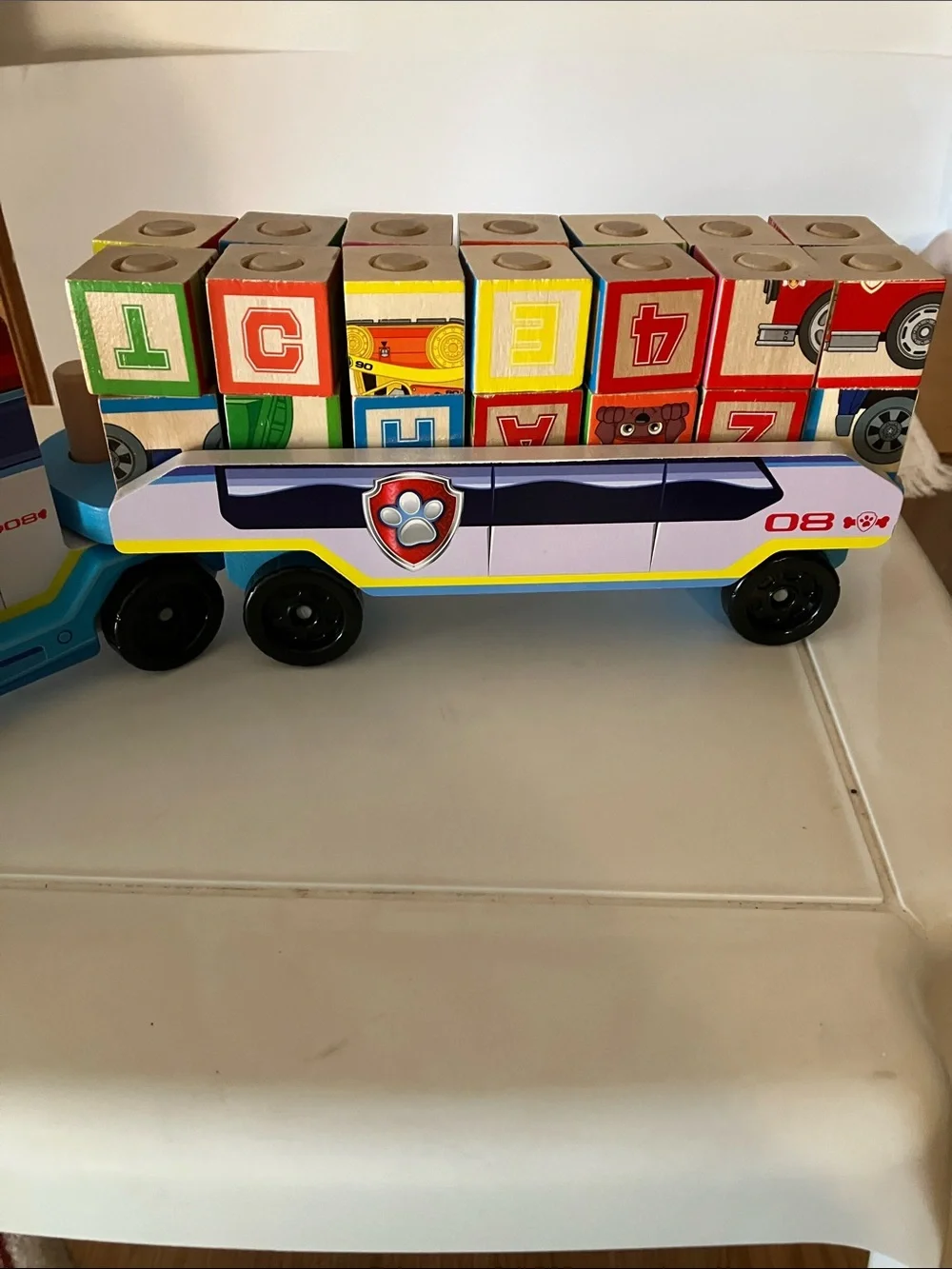 Melissa & Doug PAW Patrol Wooden ABC Block Truck w/33 pieces Ages 3 & up
